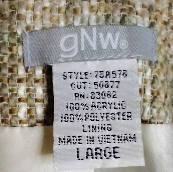 gNw Vintage Tweed Fringe Button Front Large Blazer Jacket - Picture 7 of 8